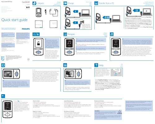 Philips GoGEAR Baladeur MP4 - Guide de mise en route - NLD