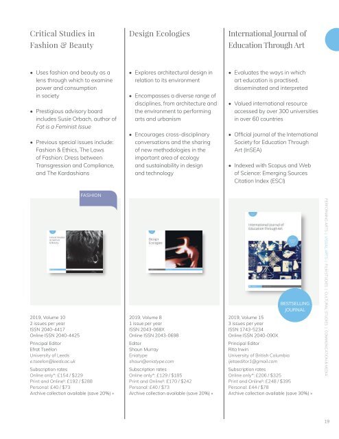 Intellect Journals Catalogue 2019