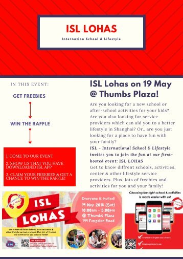 ISL Lohas for Better Lifestyle on 19 May at Thumbs Plaza - ISL