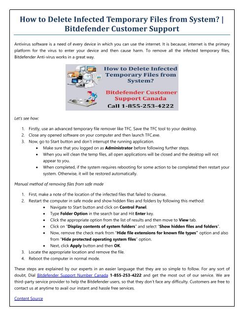 Steps to Clean Infected Temporary Files From System Via Bitdefender Support