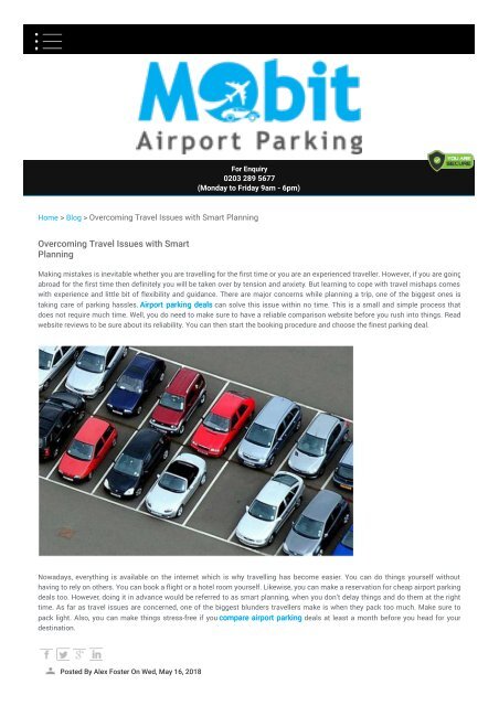 Overcoming Travel Issues with Smart Planning - Mobit Airport Parking