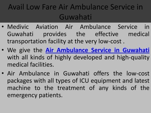 Find Medical Emergency Air Ambulance Service in Guwahati