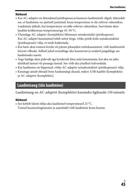 Sony ILCE-7M2 - ILCE-7M2 Mode d'emploi Estonien