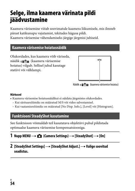 Sony ILCE-7M2 - ILCE-7M2 Mode d'emploi Estonien