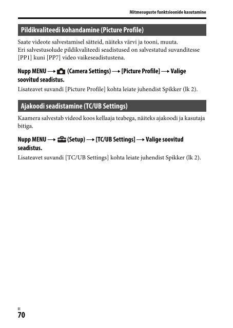 Sony ILCE-7M2 - ILCE-7M2 Mode d'emploi Estonien