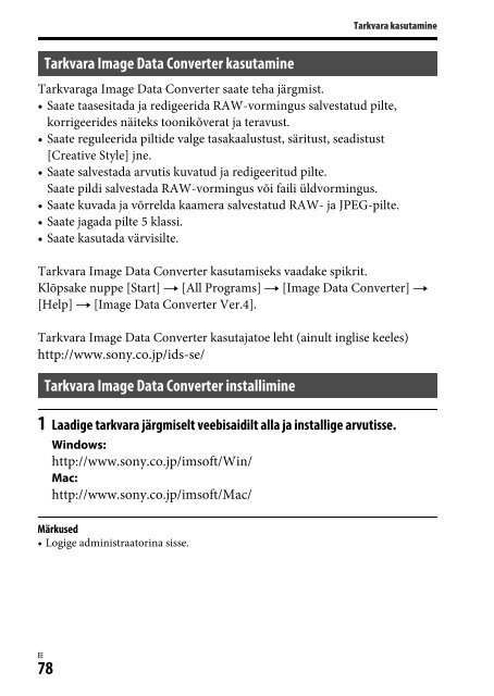 Sony ILCE-7M2 - ILCE-7M2 Mode d'emploi Estonien