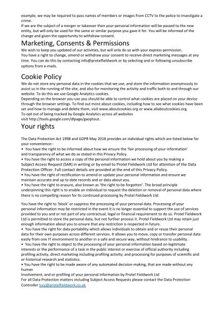 PROTEL FIELDWORK PRIVACY POLICY