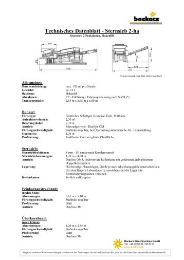 Technisches Datenblatt - Sternsieb 2-ha - Backers Maschinenbau ...