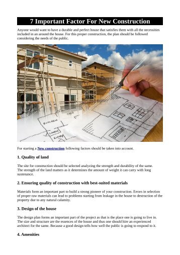 7 Important Factor For New Construction
