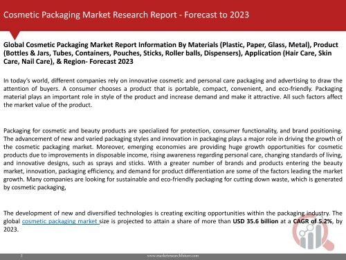 Cosmetic Packaging Market Research Report – Forecast to 2023