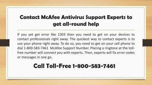 How to Fix McAfee Error 1303? Call 1-800-583-7461 Toll-Free