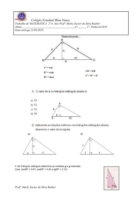 TRABALHO DE MATEMÁTICA 1º.TRIMESTRE 2018_ 2º. 4