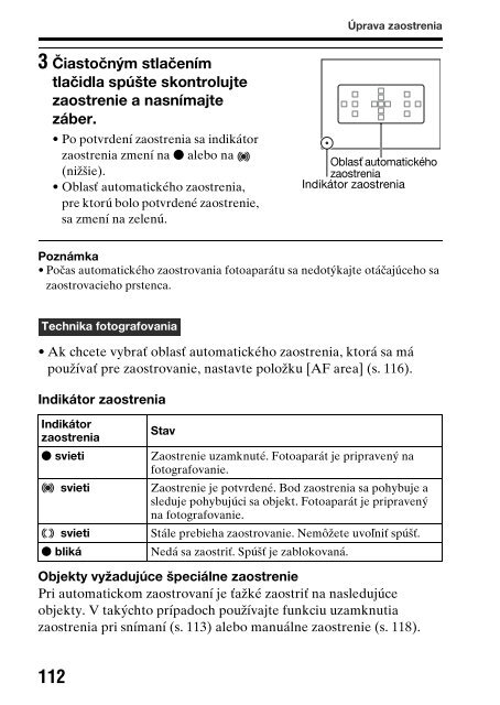 Sony SLT-A65VY - SLT-A65VY Consignes d&rsquo;utilisation Slovaque