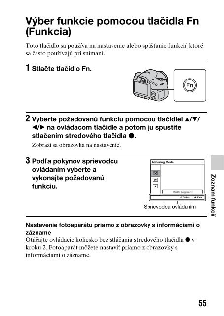 Sony SLT-A65VY - SLT-A65VY Consignes d&rsquo;utilisation Slovaque