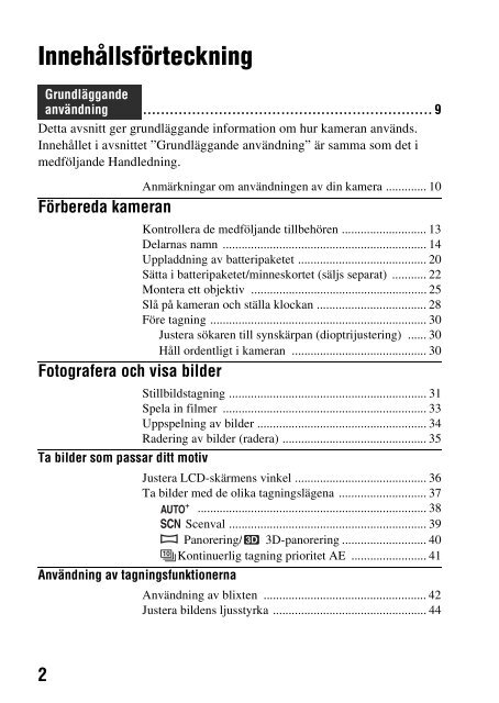 Sony SLT-A65VY - SLT-A65VY Consignes d&rsquo;utilisation Su&eacute;dois