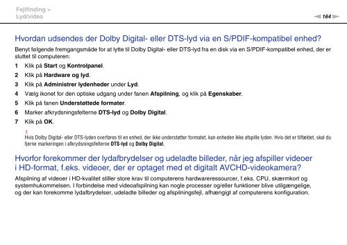 Sony VPCF12E1E - VPCF12E1E Mode d'emploi Danois