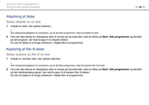 Sony VPCF12E1E - VPCF12E1E Mode d'emploi Danois