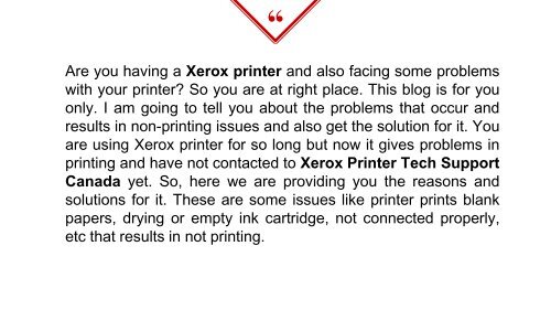 What are the Non-Printing Issues in Xerox Printer?