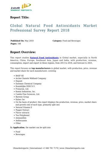 Global Natural Food Antioxidants Market Professional Survey Report 2018