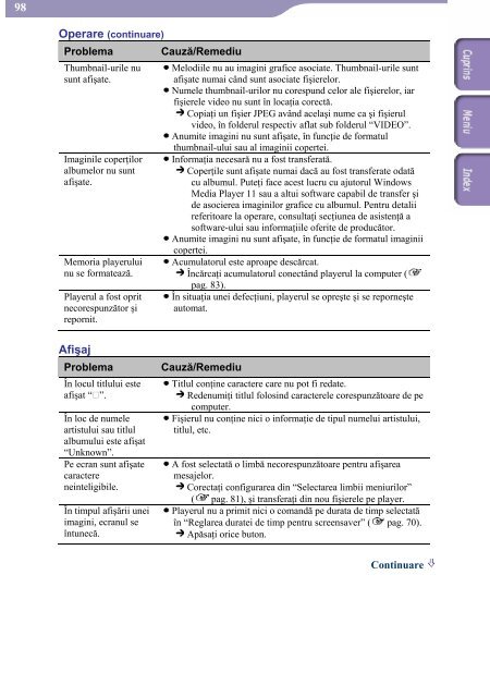 Sony NWZ-A818 - NWZ-A818 Mode d'emploi Roumain