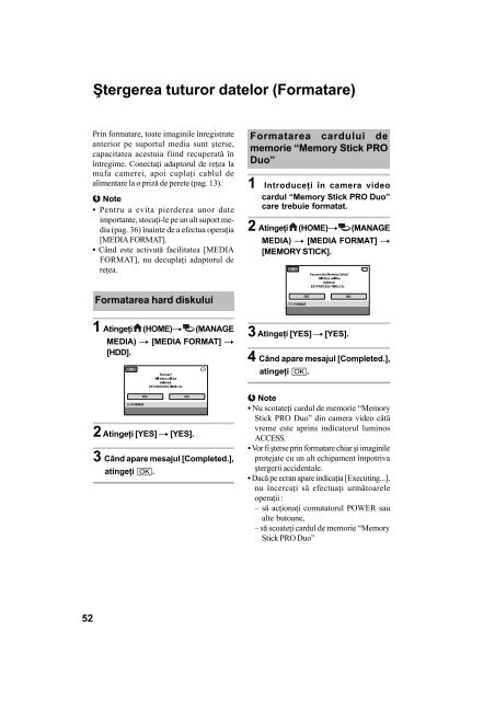 Sony DCR-SR65E - DCR-SR65E Mode d'emploi Roumain