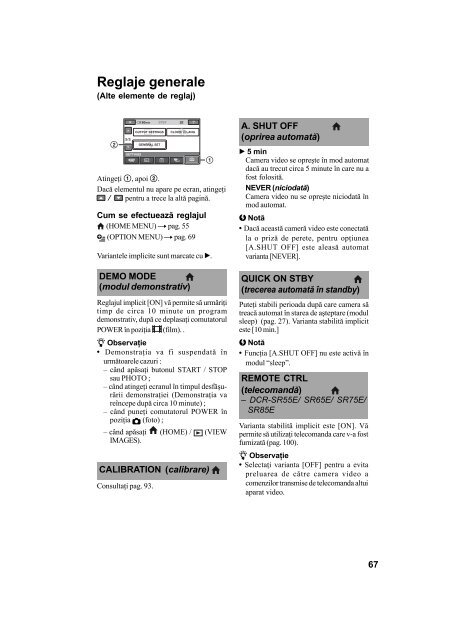 Sony DCR-SR65E - DCR-SR65E Mode d'emploi Roumain