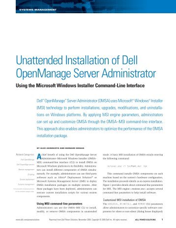 Unattended Installation of Dell OpenManage Server Administrator