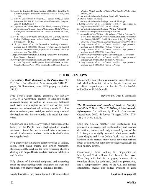 Vol. 62, No. 2 (March-April 2011) - Orders and Medals Society of ...