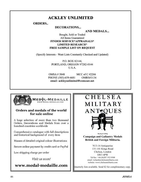 Vol. 62, No. 2 (March-April 2011) - Orders and Medals Society of ...