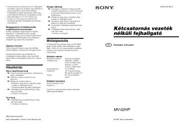 Sony MV-02HP - MV-02HP Istruzioni per l'uso Ungherese