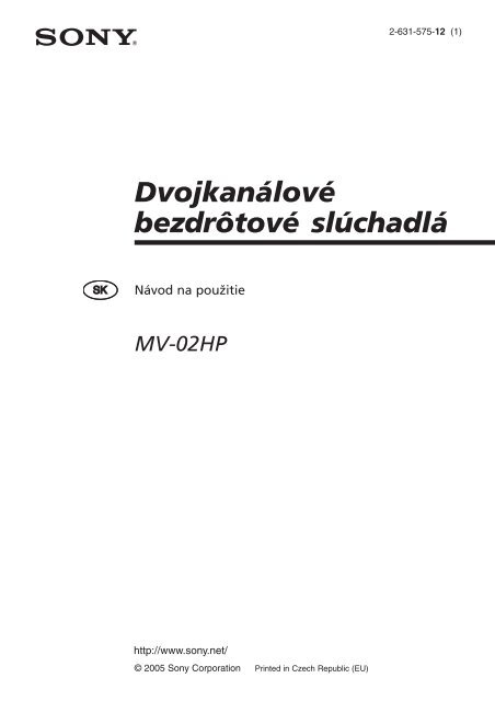 Sony MV-02HP - MV-02HP Istruzioni per l'uso Slovacco