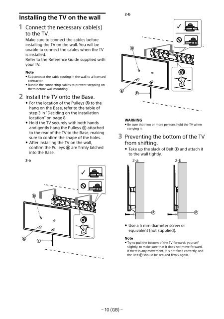 Sony KDL-65W858C - KDL-65W858C Informations d'installation du support de fixation murale Bosniaque