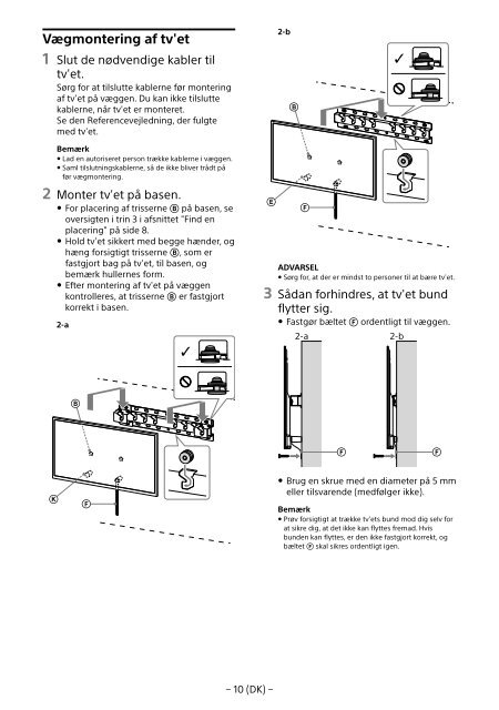 Sony KDL-65W858C - KDL-65W858C Informations d'installation du support de fixation murale Bosniaque