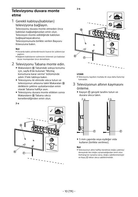 Sony KDL-65W858C - KDL-65W858C Informations d'installation du support de fixation murale Bosniaque