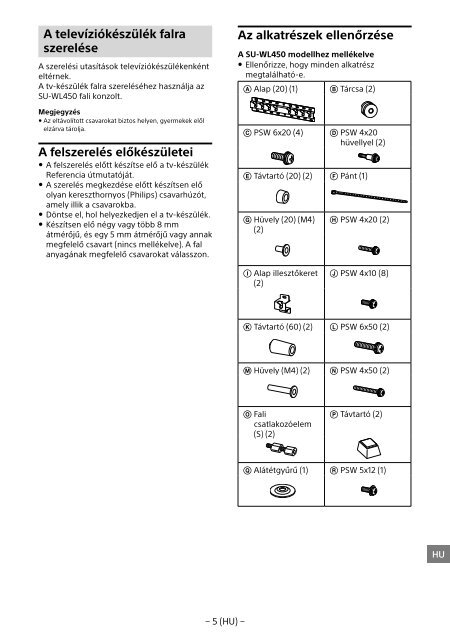 Sony KDL-65W858C - KDL-65W858C Informations d'installation du support de fixation murale Bosniaque