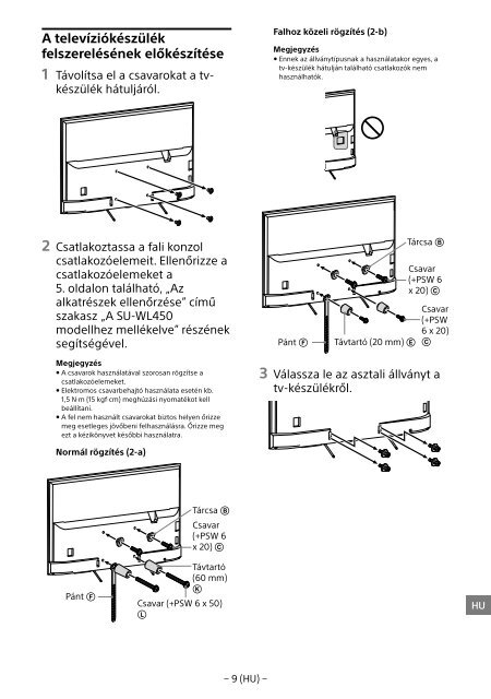 Sony KDL-65W858C - KDL-65W858C Informations d'installation du support de fixation murale Bosniaque