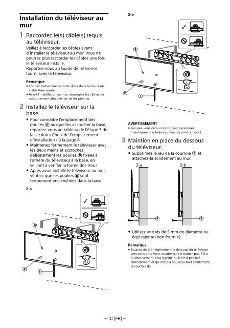 Sony KDL-65W858C - KDL-65W858C Informations d'installation du support de fixation murale Bosniaque