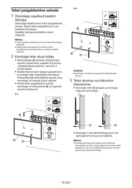 Sony KDL-65W858C - KDL-65W858C Informations d'installation du support de fixation murale Bosniaque