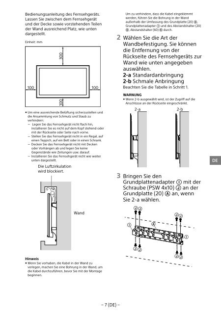 Sony KDL-65W858C - KDL-65W858C Informations d'installation du support de fixation murale Bosniaque