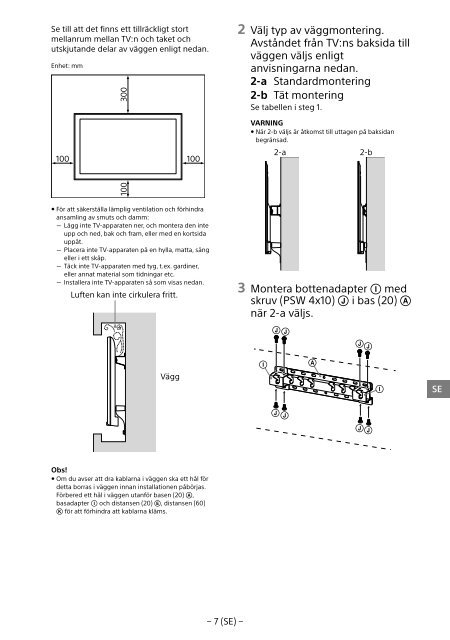 Sony KDL-65W858C - KDL-65W858C Informations d'installation du support de fixation murale Bosniaque