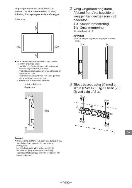 Sony KDL-65W858C - KDL-65W858C Informations d'installation du support de fixation murale Bosniaque