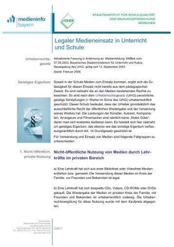 Legaler Medieneinsatz in Unterricht und Schule - Medienzentrum ...