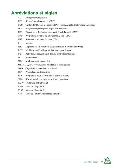 Lignes directrices de l'OMS applicables aux prélèvements sanguins ...