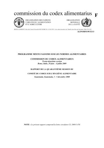 Programme Mixte FAO/OMS sur les Normes Alimentaires - CODEX ...