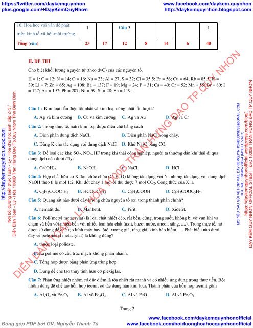 Bộ đề thi thử THPT QG 2018 Các môn TOÁN - LÍ - HÓA Các trường THPT Cả nước CÓ HƯỚNG DẪN GIẢI (Lần 26) [DC21052018]