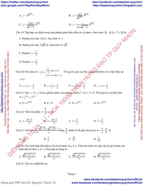 Bộ đề thi thử THPT QG 2018 Các môn TOÁN - LÍ - HÓA Các trường THPT Cả nước CÓ HƯỚNG DẪN GIẢI (Lần 26) [DC21052018]