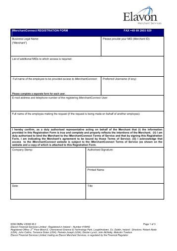online merchant services (oms) registration form fax +49 - Elavon