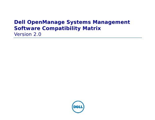 Dell OpenManage Systems Management Software ... - Dell Support