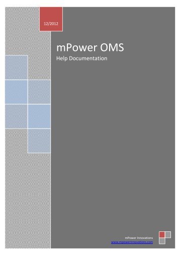 mPower OMS Help Documentation - mPower Innovations