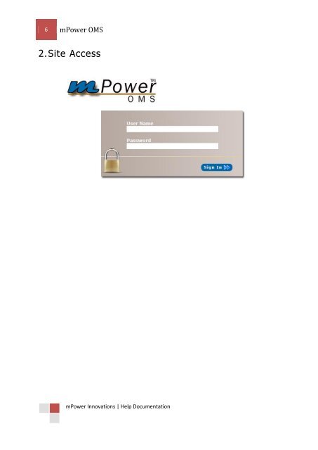 mPower OMS Help Documentation - mPower Innovations